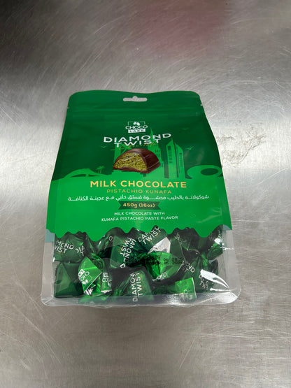 Chocolake Diamond Twist Kunafa Pistachio Milk Chocolate – 450g
