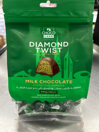 Chocolake Diamond Twist Kunafa Pistachio Milk Chocolate – 450g