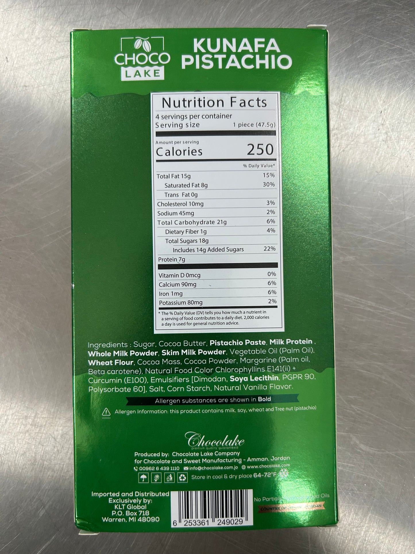 Chocolake Dubai Kunafa Pistachio Chocolate Bar - 190g