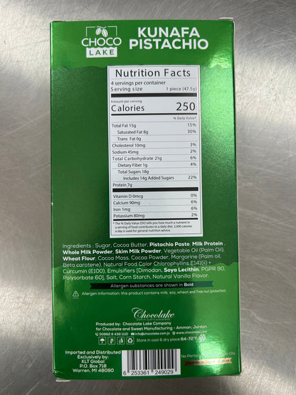 Chocolake Dubai Kunafa Pistachio Chocolate Bar - 190g